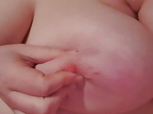 BBW tit torture - self sucking, biting, and pinching, 
