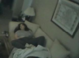 Chubby wife hidden masturbation on the big bed