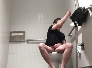 PUBLIC BATHROOM MASTURBATION ALMOST CAUGHT