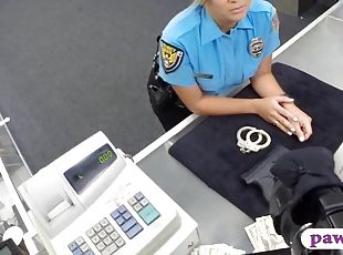 Busty Police Officer fuck with pawn man at the pawnshop