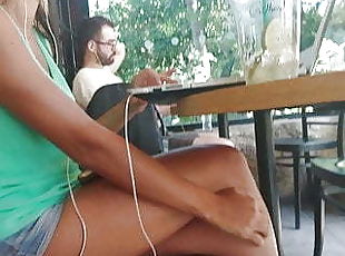 Sexy turkish brunette girl hot legs hiden cam