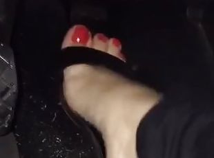 @tici_feet IG tici feet tici_feet revying accelerating pedal pumping red toenails (preview)
