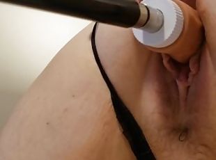 Wifes pussy and ass take a pounding from new fuck machine. Cums hard over and over