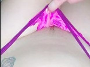 Pantie dildo and finger fucked