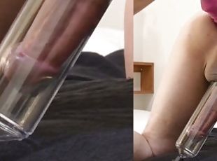 Prostate massage milking with pump and dildo