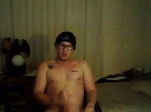 Hot White boy with glasses jerks off to porn until he cums!