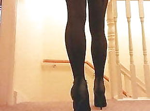 CD Legs in Sexy Black Seamed Pantyhose
