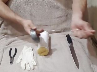 How to make and use a masturbator for men. Handmade anus. Artificial vagina. Cum inside!