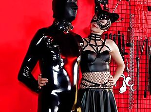 Tysk, Bdsm, Slave, Skitten, Europeisk, Euro, Latex, Bondage, Elskerinne, Ydmykelse