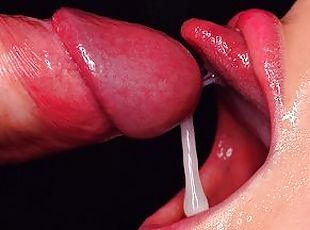 CLOSE UP: BEST UPSIDE DOWN Sloppy BLOWJOB EVER! Sensual Throat FUCK! CUMSHOT in MOUTH! HOTTEST ASMR