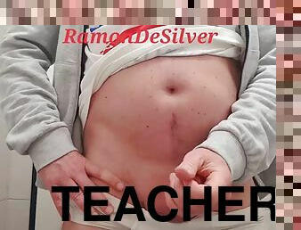 Teacher Ramn pisses, spits and masturbates in tight and sexy white shorts, delicious
