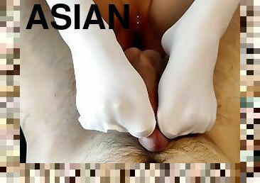 asiatisk, fisse-pussy, student, amatør, par, fødder, tøs, strømper, fetish, kinesisk