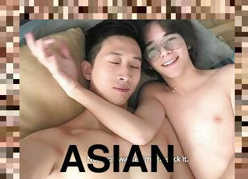 Asian and Spanish boyfriends make love