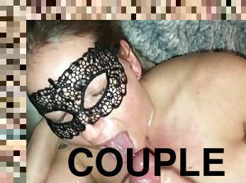 POV Her Mouth Fucked His Cock & His Cum Covered Her Face, Watch This Cum Kissing Couple In Action