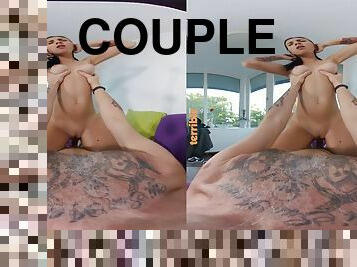 POV VR couple hardcore with cumshot - big ass brunette
