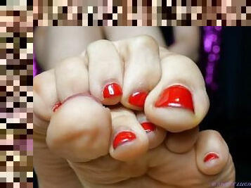 Sweat small feet goddess worship sweet lucifer italina mistress red toenail polish femdom