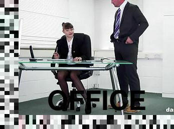 Guy in suit fucks the hot secretary until she falls exhausted