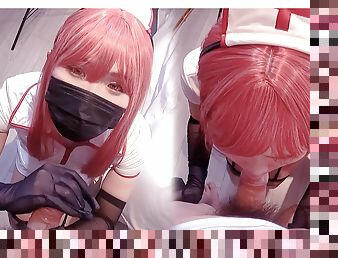 Chainsaw Man, Makima Nurse cosplayer Handjob, Blowjob Japanese Cosplay