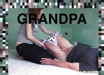 Horny grandpa teaches young student some chords