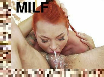 Escort Redhead Milf gets DeepThroat Abuse - brutal blowjob