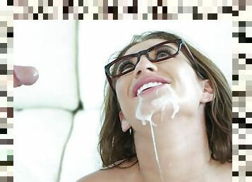 Girl with glasses enjoys the finest facial