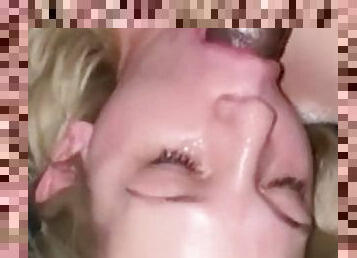 BBC fucks a blonde sluts hard mouth