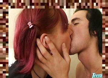 Redhead teen fucks with her skinny boyfriend