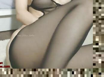 Big tits asian camgirl teases in pantyhose