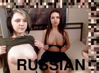 rusia, lesbian-lesbian, bertiga, berambut-merah, webcam, tato