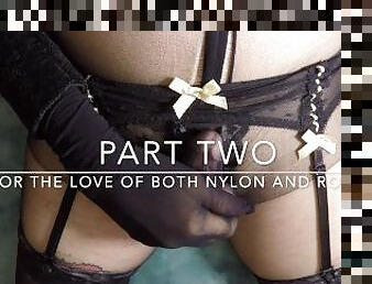 [PART 2] Black Nylon Pantyhose Encased Crossdresser Femboy Lovense Gush Moaning Masturbation