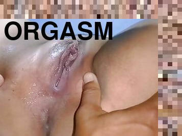 orgasme, fisse-pussy, fingering, engel, våd