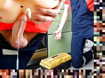 Dominant plumber fucks imaginary client hard for fake call