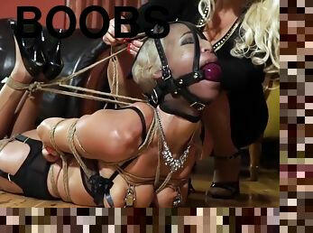 Hottie Amanda Fox Hogtied - lesdom bondage