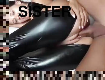 Fucking my sister wearing latex hard in the ass