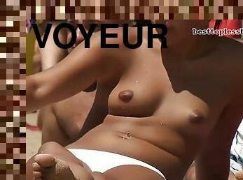 amateur, cam, plage, voyeur, seins-nus