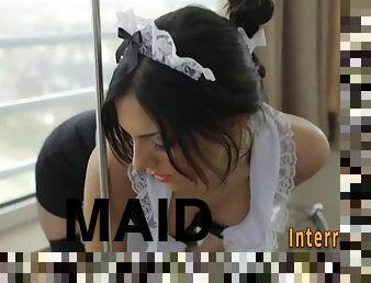 Maid rides black weiner