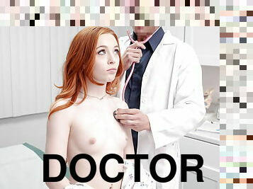 Doctors big cock slides into redhead teen