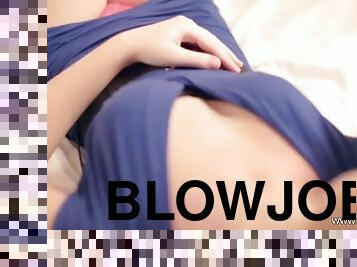 Erotic blowjob moves from sexy brunette