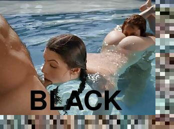 babes, preto, jovem18, puta, excitante, piscina, cavalgando, oral, chupando