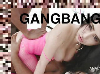 Depraved brunette crazy interracial gangbang xxx video