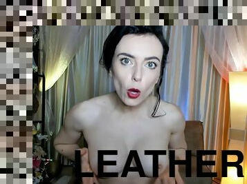 Leather Outfits Tease in 4K - Darkhaired Babe