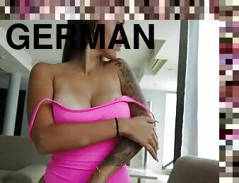 Big tits german teen in pink body creampie