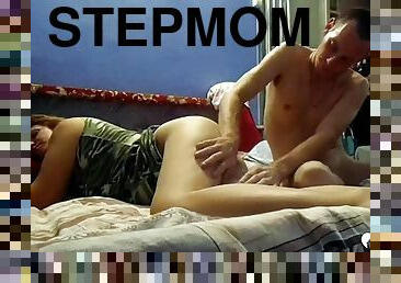Amazing stepmom gets some cum load on her belly