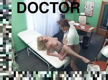 Handsome doctor fucks pale vixen during her check-up