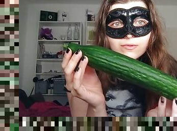 18yo TEEN FUCKS HUGE CUCUMBER!!!  Small Tits, Shy Teeny, Perfect body  Amateur Teen