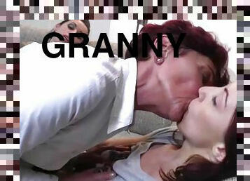 Granny, teen seduce milf