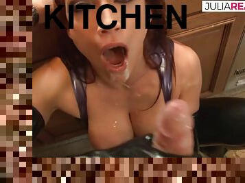 Redhead Stranger In Lacquer And Leather Fucked In The Kitchen