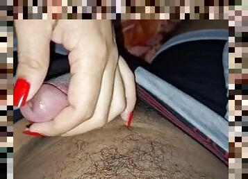 masturbácia, amatérske, mamka, robenie-rukou, masáž, pov, matka, ženská-dominancia