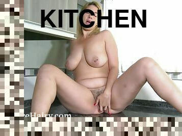 Priscila Strips In The Kitchen