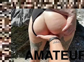 amatör, avsugning, cumshot, tonåring, hardcore, hemmagjord, strand, rödhårig, naturlig, bikini